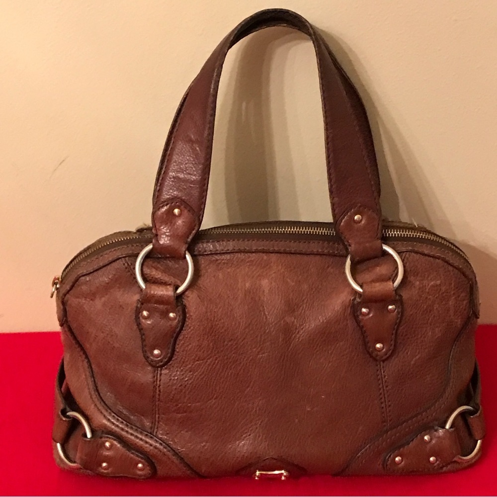 MICHAEL Michael Kors Brown Leather Pebbled Texture Satchel Bag - Picture 5 of 10